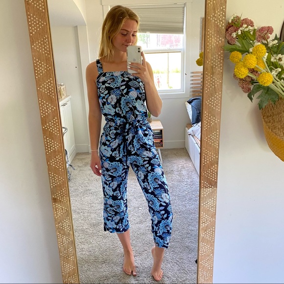 LOFT Pants - Blue Floral LOFT Jumpsuit